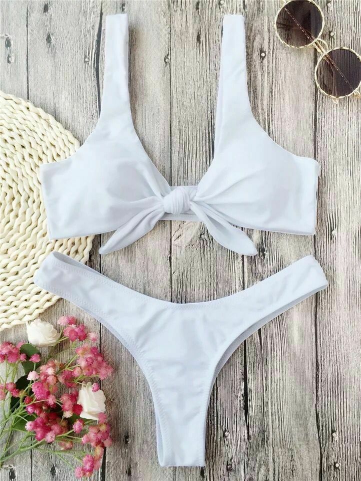 Y2K Aesthetic Ribbed Knot Bandeau Bikini Set - Coquette Style, Grunge Fashion, Cute Tops