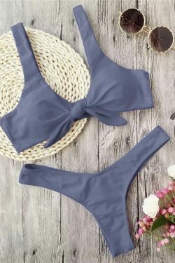 Y2K Aesthetic Ribbed Knot Bandeau Bikini Set - Coquette Style, Grunge Fashion, Cute Tops