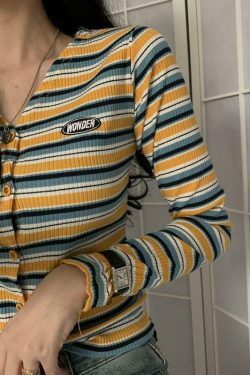 Y2K Aesthetic Ribbed Polo Shirt for Women - Coquette Style Grunge Fashion with Pastel Goth Vibes