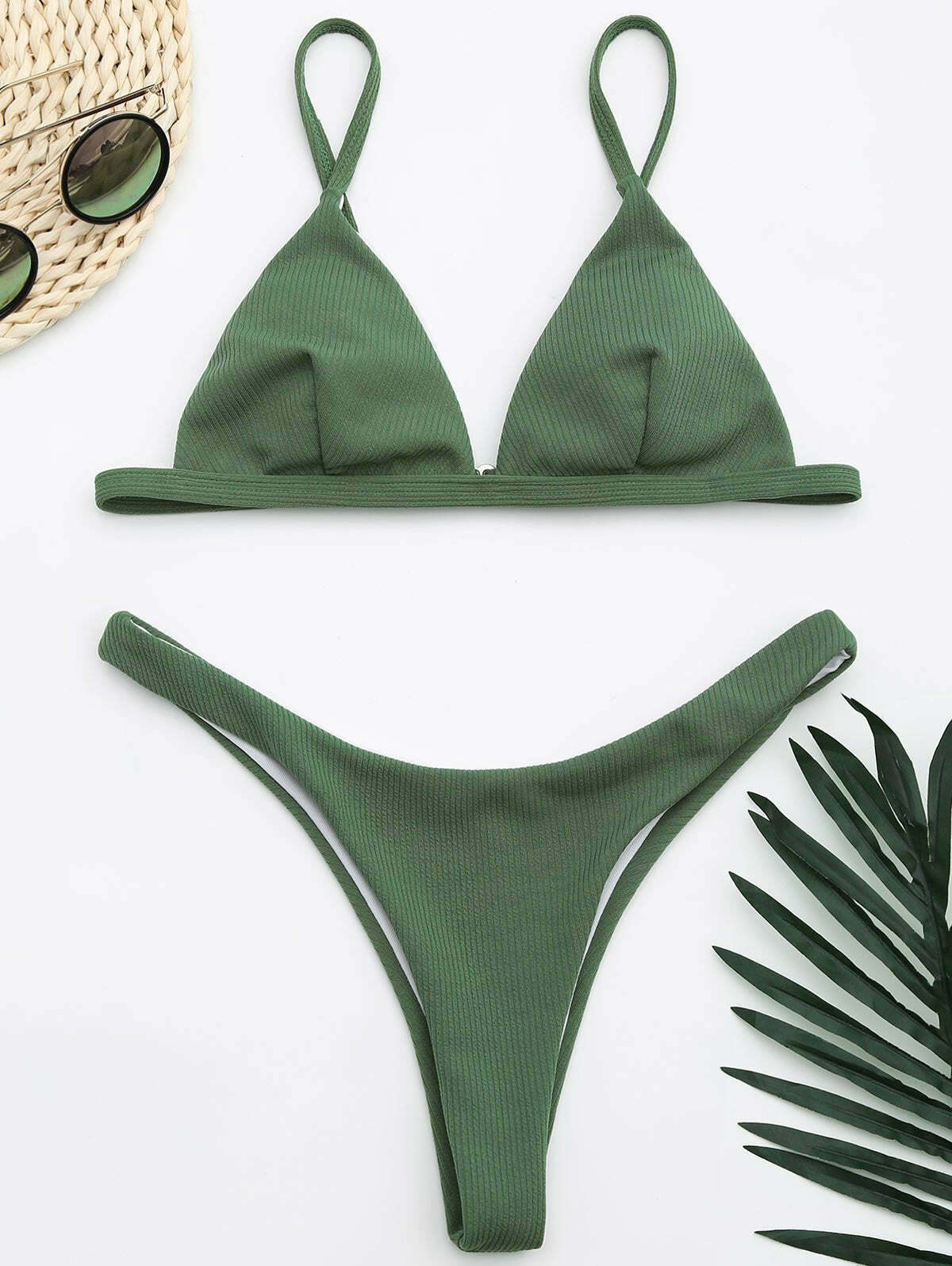 Y2K Aesthetic Ribbed Texture High Cut Thong Bikini for Women - Coquette Style Grunge Fashion Y2K Aesthetic Ribbed Texture High Cut Thong Bikini for Women - Coquette Style Grunge Fashion