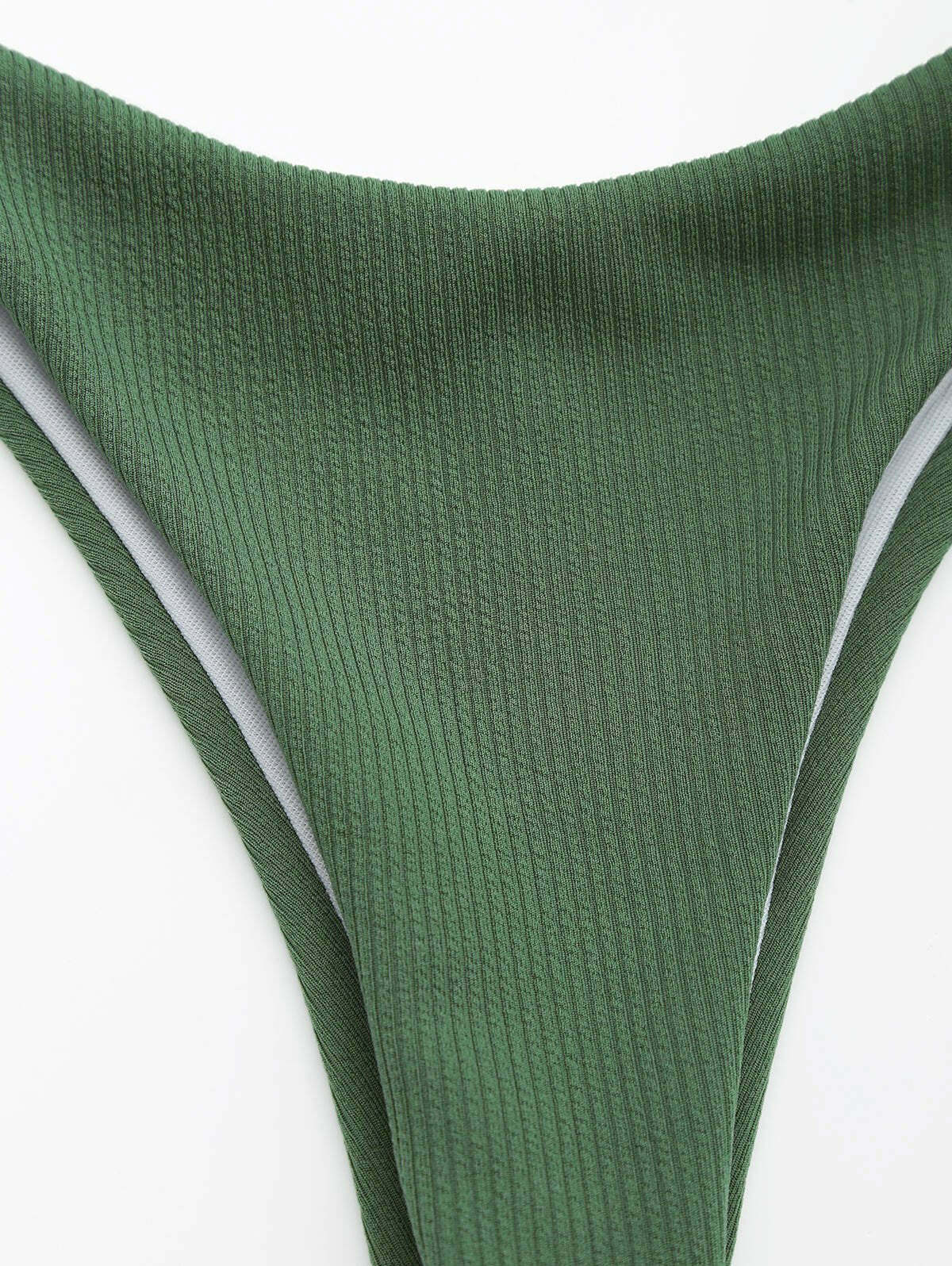 Y2K Aesthetic Ribbed Texture High Cut Thong Bikini for Women - Coquette Style Grunge Fashion Y2K Aesthetic Ribbed Texture High Cut Thong Bikini for Women - Coquette Style Grunge Fashion