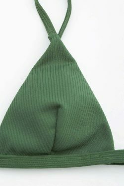 Y2K Aesthetic Ribbed Texture High Cut Thong Bikini for Women - Coquette Style Grunge Fashion