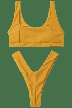 Y2K Aesthetic Ribbed Thong Bikini Set - Trendy Women's Fashion for Coquette and Grunge Styles