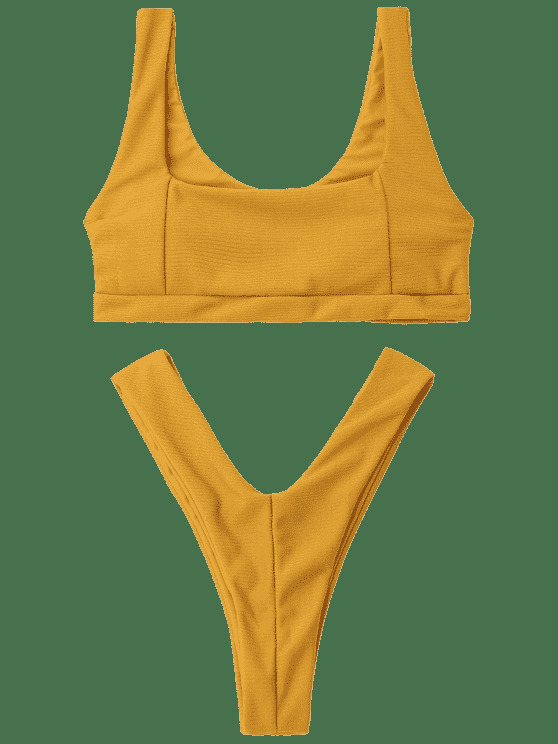 Y2K Aesthetic Ribbed Thong Bikini Set - Trendy Women's Fashion for Coquette and Grunge Styles