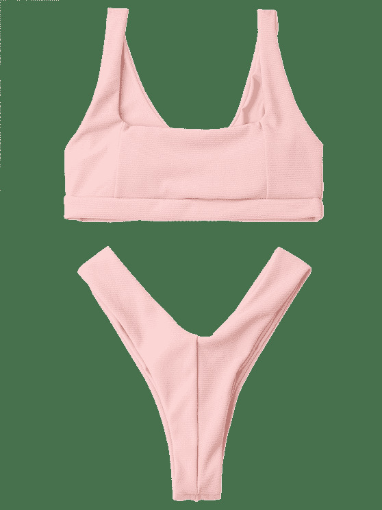 Y2K Aesthetic Ribbed Thong Bikini Set - Trendy Women's Fashion for Coquette and Grunge Styles