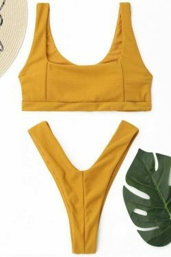 Y2K Aesthetic Ribbed Thong Bikini Set - Trendy Women's Fashion for Coquette and Grunge Styles