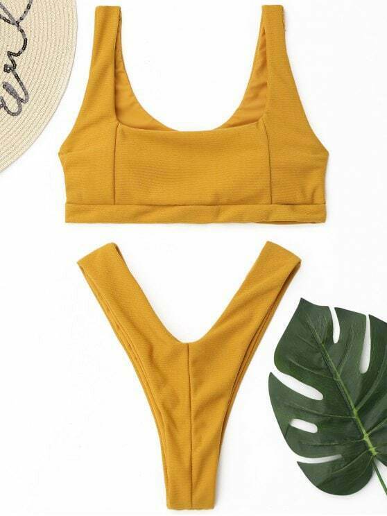 Y2K Aesthetic Ribbed Thong Bikini Set - Trendy Women's Fashion for Coquette and Grunge Styles