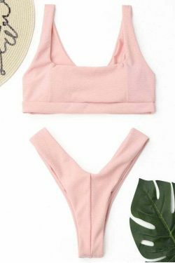 Y2K Aesthetic Ribbed Thong Bikini Set - Trendy Women's Fashion for Coquette and Grunge Styles