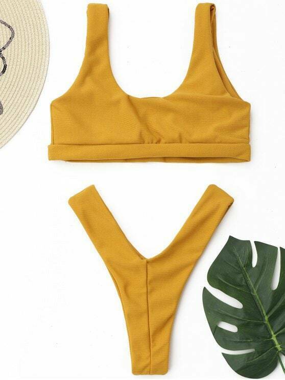 Y2K Aesthetic Ribbed Thong Bikini Set - Trendy Women's Fashion for Coquette and Grunge Styles