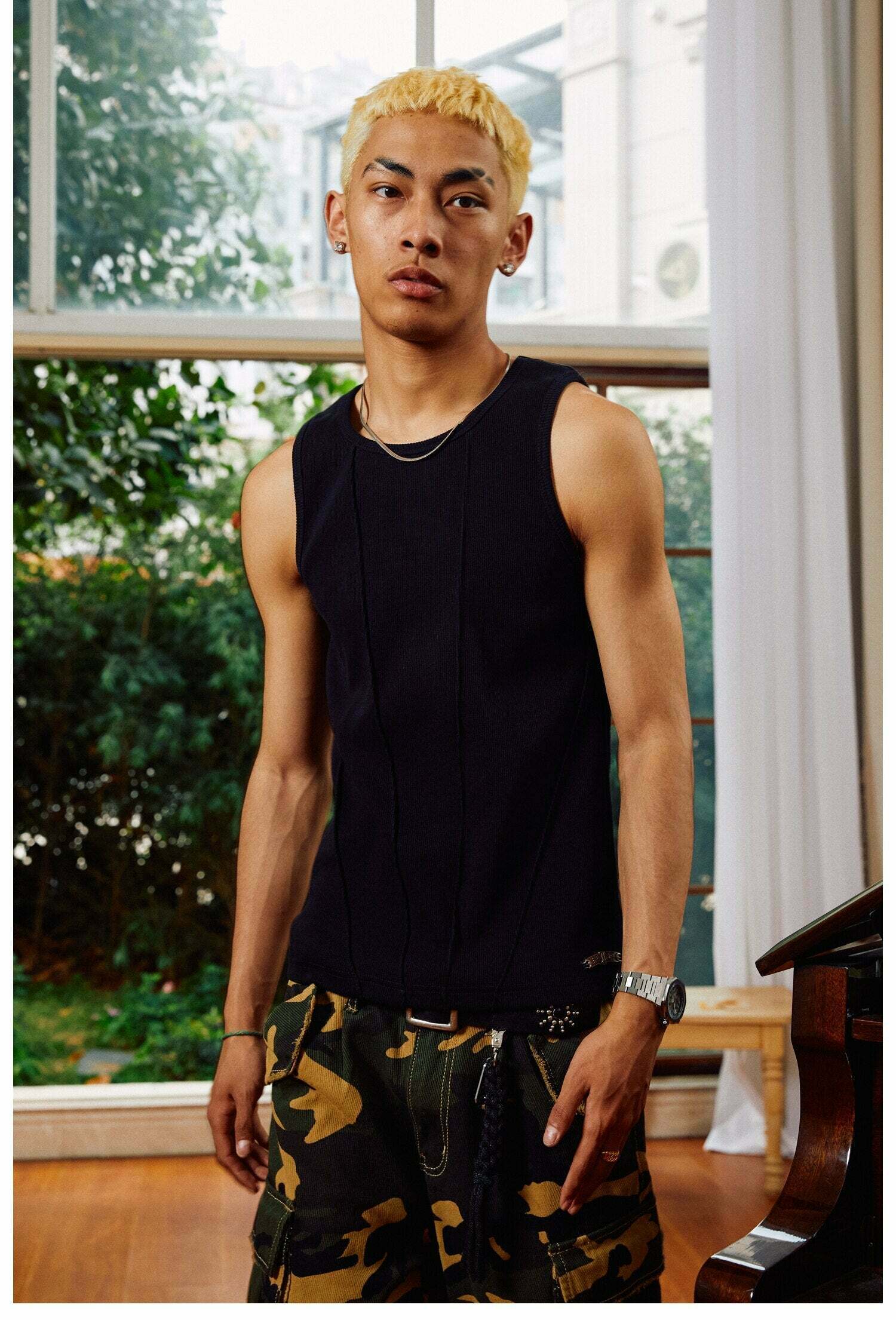 Y2K Aesthetic Ribbed Vest with Seam Detail - Coquette Style Grunge Fashion for Women Y2K Aesthetic Ribbed Vest with Seam Detail - Coquette Style Grunge Fashion for Women