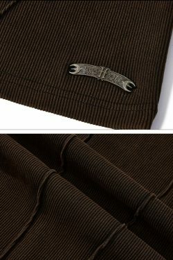 Y2K Aesthetic Ribbed Vest with Seam Detail - Coquette Style Grunge Fashion for Women