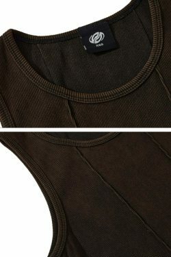 Y2K Aesthetic Ribbed Vest with Seam Detail - Coquette Style Grunge Fashion for Women