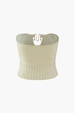Y2K Aesthetic Ring Front Knit Tube Top in Coquette Style