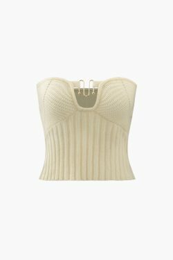 Y2K Aesthetic Ring Front Knit Tube Top in Coquette Style