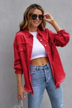 Y2K Aesthetic Ripped Denim Casual Shirt Jacket for Women - Coquette Style Grunge Fashion with Pastel
