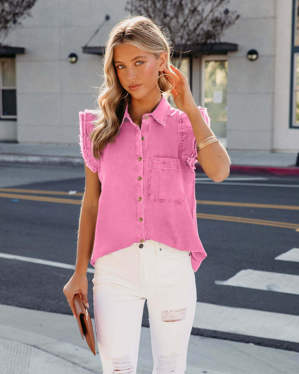 Y2K Aesthetic Ripped Denim Casual Shirt Jacket for Women - Coquette Style Grunge Fashion with Pastel