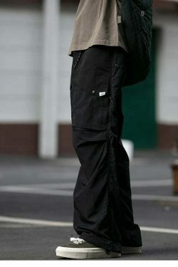 Y2K Aesthetic Ripstop Cargo Pants for Women - Coquette Style Grunge Fashion with Functional Pockets