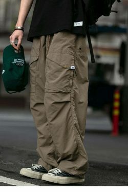 Y2K Aesthetic Ripstop Cargo Pants for Women - Coquette Style Grunge Fashion with Functional Pockets