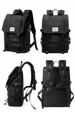 Y2K Aesthetic Roll Top Utility Strap Backpack for Niche Women Fashion