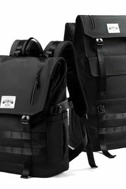 Y2K Aesthetic Roll Top Utility Strap Backpack for Niche Women Fashion