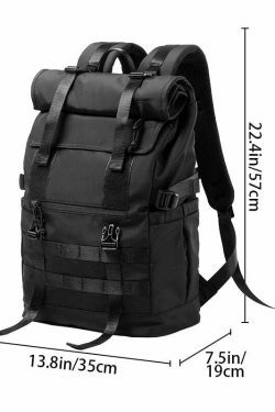 Y2K Aesthetic Roll Top Utility Strap Backpack for Niche Women Fashion