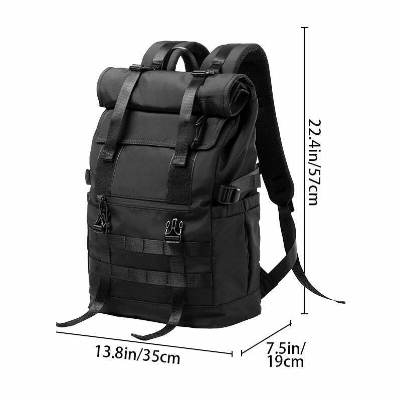 Y2K Aesthetic Roll Top Utility Strap Backpack for Niche Women Fashion Y2K Aesthetic Roll Top Utility Strap Backpack for Niche Women Fashion