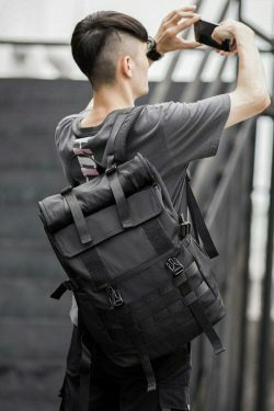 Y2K Aesthetic Roll Top Utility Strap Backpack for Niche Women Fashion