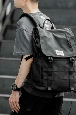 Y2K Aesthetic Roll Top Utility Strap Backpack for Niche Women Fashion