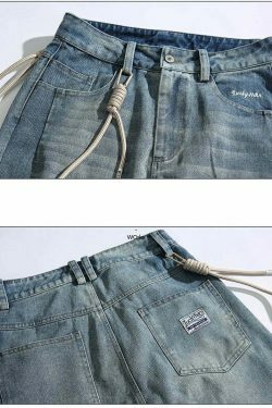 Y2K Aesthetic Rope Chain Barrel Leg Jeans for Niche Women Fashion