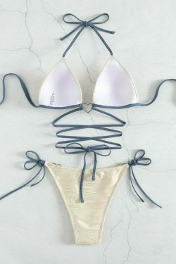 Y2K Aesthetic Rope Strap Hard Cup Bikini - Coquette Style Grunge Fashion for Women