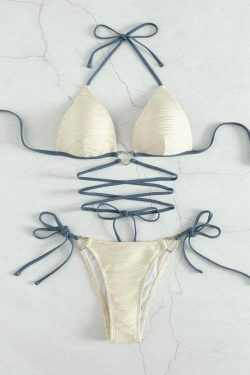 Y2K Aesthetic Rope Strap Hard Cup Bikini - Coquette Style Grunge Fashion for Women