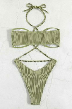 Y2K Aesthetic Rope Strap Split Swimsuit - Coquette Style for Women