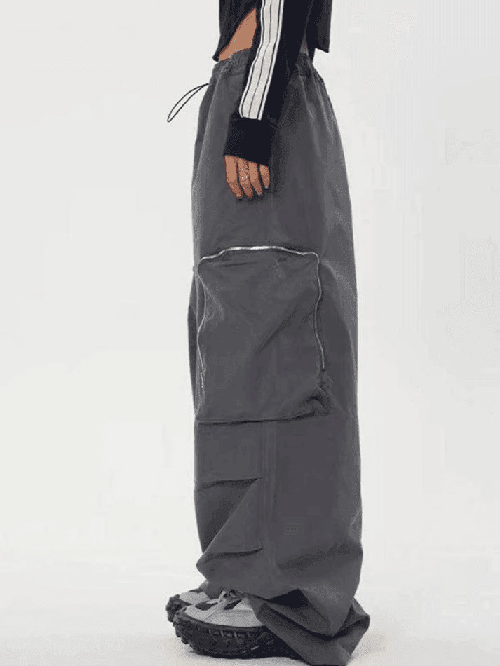 Y2K Aesthetic Ruched Cargo Pants with Zip Pocket - Coquette Grunge Style for Women Y2K Aesthetic Ruched Cargo Pants with Zip Pocket - Coquette Grunge Style for Women