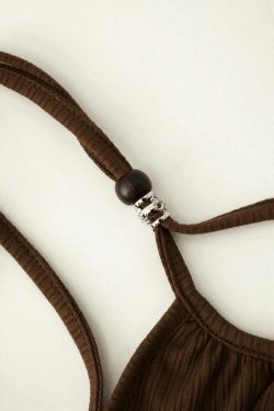 Y2K Aesthetic Ruched Drawstring Halter Neck Cami Top for Women - Coquette Style Grunge Fashion