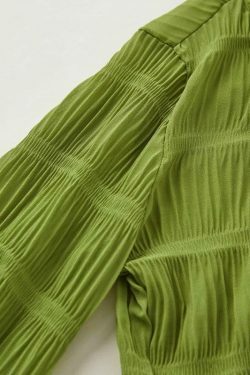 Y2K Aesthetic Ruched Flared Long Sleeve Tee for Women - Coquette & Grunge Style Fashion