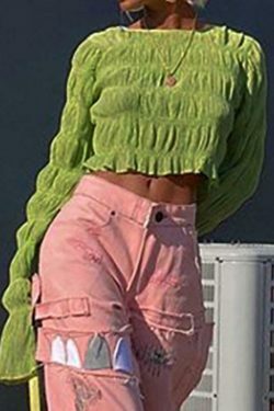 Y2K Aesthetic Ruched Flared Long Sleeve Tee for Women - Coquette & Grunge Style Fashion