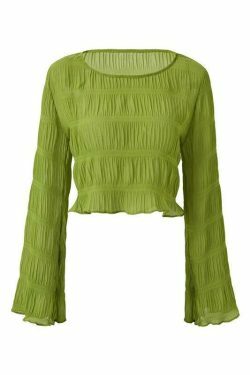 Y2K Aesthetic Ruched Flared Long Sleeve Tee for Women - Coquette & Grunge Style Fashion