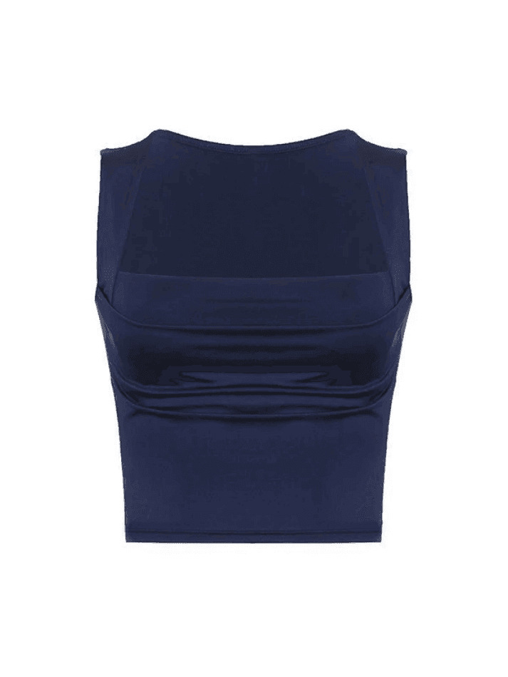 Y2K Aesthetic Ruched Scoop Neck Crop Tank Top for Women - Coquette Style Grunge Fashion Y2K Aesthetic Ruched Scoop Neck Crop Tank Top for Women - Coquette Style Grunge Fashion