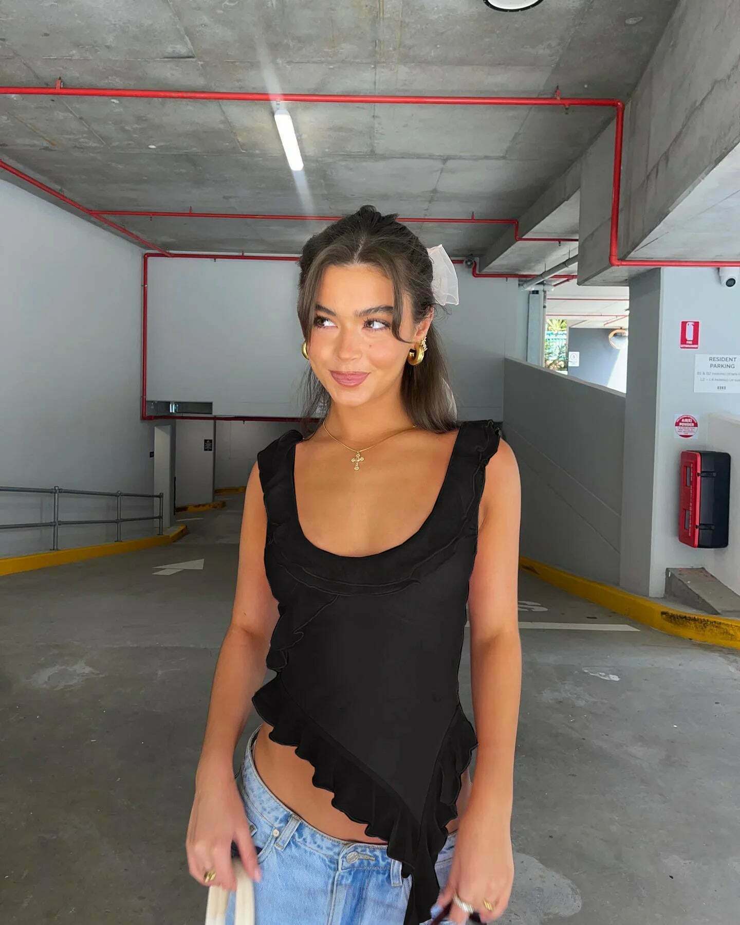 Y2K Aesthetic Ruffle Backless Top - Coquette Style Grunge Fashion - Cute Pastel Goth Outfit Y2K Aesthetic Ruffle Backless Top - Coquette Style Grunge Fashion - Cute Pastel Goth Outfit