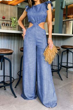Y2K Aesthetic Ruffle Jumpsuit: Coquette Style Cargo Pants with Loose Fit for Women