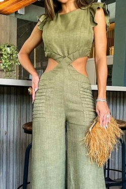 Y2K Aesthetic Ruffle Jumpsuit: Coquette Style Cargo Pants with Loose Fit for Women