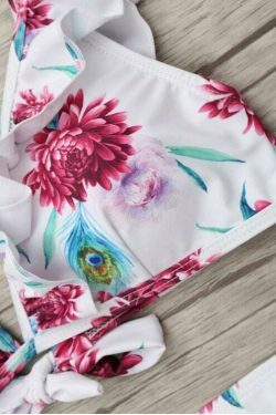 Y2K Aesthetic Ruffled Floral Swimsuit for Women - Coquette Style Grunge Fashion with a Chic Pl