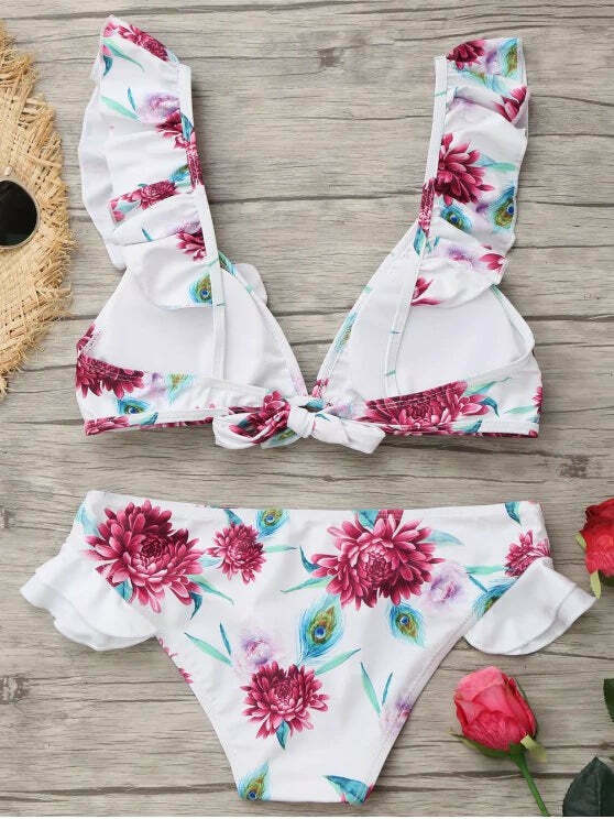 Y2K Aesthetic Ruffled Floral Swimsuit for Women - Coquette Style Grunge Fashion with a Chic Pl Y2K Aesthetic Ruffled Floral Swimsuit for Women - Coquette Style Grunge Fashion with a Chic Pl