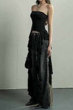 Y2K Aesthetic Ruffled Off Shoulder Tube Top for Women - Coquette Style Grunge Fashion