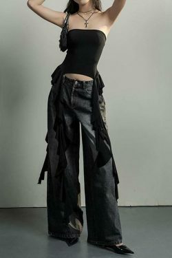 Y2K Aesthetic Ruffled Off Shoulder Tube Top for Women - Coquette Style Grunge Fashion