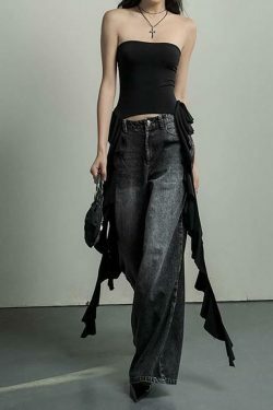 Y2K Aesthetic Ruffled Off Shoulder Tube Top for Women - Coquette Style Grunge Fashion