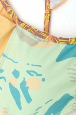 Y2K Aesthetic Ruffles Color Block Bikini - Coquette Style Grunge Fashion - Cute Tops & Cargo Skirt