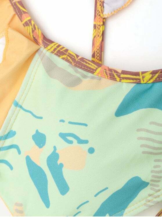 Y2K Aesthetic Ruffles Color Block Bikini - Coquette Style Grunge Fashion - Cute Tops & Cargo Skirt Y2K Aesthetic Ruffles Color Block Bikini - Coquette Style Grunge Fashion - Cute Tops & Cargo Skirt