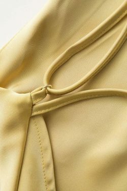 Y2K Aesthetic Satin Backless Slit Midi Dress for Women - Coquette & Grunge Style Fashion