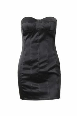 Y2K Aesthetic Satin Mini Dress with Wrapped Breast Pads and Backless Straps